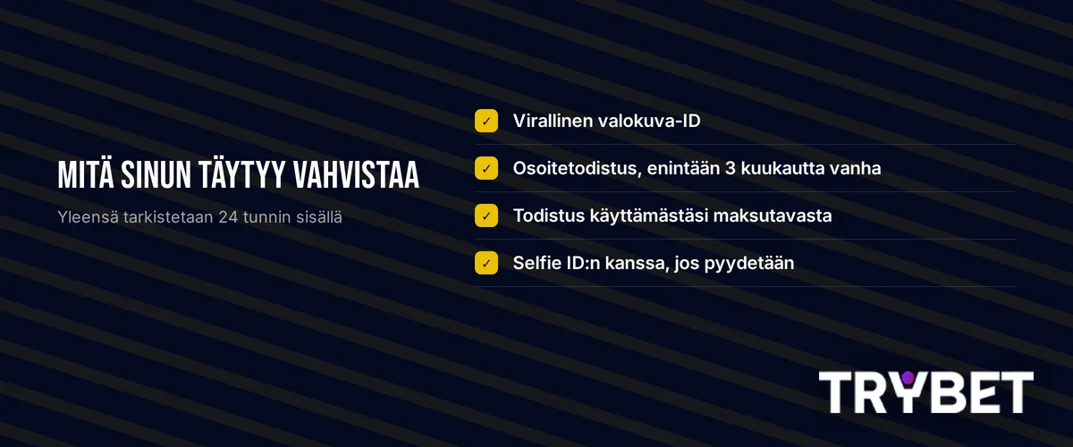 Toimita vahvistusasiakirjat tilille.